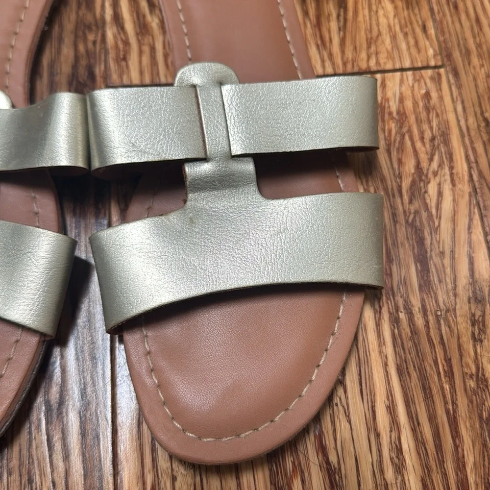J. Crew gold leather beachside slide sandals size 6